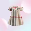 Baby Girls Dress Kids Lapel College z krótkim rękawem splatana koszula spódnica swobodna designer ubrania dla dzieci 6796830
