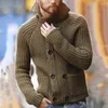 Men's Jackets Turtleneck Sweater Autumn And Winter Double Breasted Long Sleeved Knit Coats