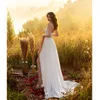 Abiti da sposa in pizzo Boho A-Line Split scollo a V Abiti da sposa Appliques vintage Abiti da sposa Dovias Boda Backless