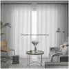 Sheer cortinas cortinas estilo transparente branco tle para sala de estar listrado vertical véu moda cortina decoração para casa tamanho personalizado gota dhx6p