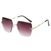 Sunglasses Square Rimless Women Gradient Mirror Sun Glasses Female Vintage Brand Fashion Big Frame Designer