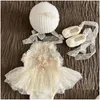 Lembranças Lembranças 1Set Lace Born Pogal Adereços Roupas Princesa Baby Girl Dresspearl Headshoes Outfit Po Shooting Acessórios 2 Dhlhh