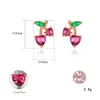 Korean Fashion Colorful Zircon Cherry Stud Earrings Women Small Exquisite Heart s925 Silver Earrings Jewelry for Women Wedding Party Valentine's Day Gift SPC