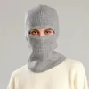 Beanie/Skull Caps Knitted Cotton Full Face Balaclava Hat Scarf Women Solid Winter Warm CS Outdoor Pullover Cap Scarves Mask Muffler Beanies 231017