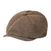 Berets Classic Herringbone Hat Men Beret Fashionable Men's Pattern Octagonal With Extended Brim For Autumn