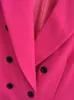 Dameskostuums Blazers Rose Red Single Breasted Revers X lange trenchcoat Damesmode V-hals Lange mouwen Losse jassen Dames Herfst Winterjassen 2023 231018