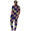 Ethnic Clothing Nigerian Style Men's Short Sleeve Tops Colorful Print Trousers African Garment Male Pant Suits Custom Wedding Party Wear