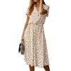 Ladies Sexy Leopard Print Summer Dress Women Shirt Midi Female A-line Loose Bohemian Beach Vestidos263g