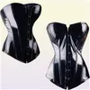 Corset sexy en PVC noir Steampunk Lingerie Basque Top Goth Rock Corset Sexy en cuir taille formateur Corset pour femmes Y111924930879