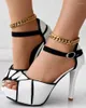 Sandalen Dames Colorblock Peep Toe Platform Pumps Zomergevecht Kleur Schoenen Vismond Hoge hakken Sexy dunne jurk