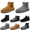 Markenlose Schneestiefel, halbhohe Herren- und Damenschuhe, braun, schwarz, grau, Leder, Modetrend, Outdoor, Baumwolle, Farbe 3