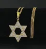 Anhänger Halsketten Religiöse Menorah und Davidstern Je Halskette Edelstahl 35mm kubanische Kette Hip Hop Bling Jewlery für M9672994