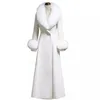 Frauenmischungen 3XL Weißer Wollmantel Frauenmantel Koreanischer Herbst Pelzkragen Warme lange Mode Winterjacke 231018