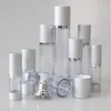 Flacone airless cosmetico vuoto argento 15ml 30ml 50ml Bottiglie portatili ricaricabili in plastica per essenza di lozione liquida Vqxpd Enduh
