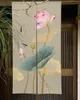 Rideau Lotus fleur de prunier japonais Noren chinois peinture traditionnelle cuisine chambre porte d'entrée lin porte demi-rideaux