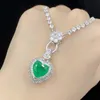 Mulheres jóias em forma de coração imitação esmeralda turmalina verde cristal pingente zircon diamante colar namorada festa presente de aniversário