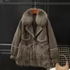 Femmes fourrure fausse épissage manteau femmes automne hiver épais chaud veste femme mode PU cuir manteaux moelleux vêtements d'extérieur 231017