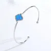 Luck Hamsa Fatima 925 STERLING Gümüş Kadın Bilezik Bangles Mavi Opal Açık El Tasarımcı Bilezikler Lüks Takı Bangle285c