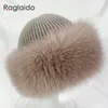 BeanieSkull Caps Winter Hats Women Natural Fur Fuffy Warm Fashion Stylish Fedoras Knitted fur hat 231017