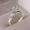 Sparkling Womens 925 Sterling Silver Ring Two Tone 18K Rose Gold Ring Sapphire Princess Wedding Band Engagement Party Jubileum 6126088