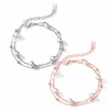 Podwójna warstwa Pearl Charm Bracelets S925 Sterling 18K Rose Gold Mała świeża biżuteria dla kobiet Elegancka Święto Dziękczynienia Bra245Q