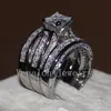 Vecalon joias finas corte de princesa 20ct 5a zircon cz conjunto de anel de casamento para mulheres 14kt ouro branco cheio de dedo ring230b