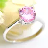 LuckyShine Round Topaz Rings 925 Silver Pink Cubic Zirconia Party Women Ring Size 7 8 9215i