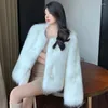 Pele feminina doce menina imitação de borboleta elegante casaco curto o-pescoço pérola pingente jaqueta falsa moda feminina roupas