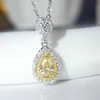 Super Deal Luxury Jewelry 925 Sterling Silver Yellow Topaz Cz Diamond Water Drop Pend Pear Cut Zircon Women ClaVicle Necklace G313K