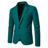 Мужские костюмы весна-осень, мужские элегантные повседневные пиджаки на одной пуговице, зеленый, белый, черный, хаки, приталенный замшевый пиджак, мужские деловые пиджаки, пальто