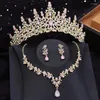 Naszyjne kolczyki Zestaw korony ślubnej dla kobiet Księżniczka Flower Tiaras Prom Wedding Bride Jewelry Costume Akcesoria