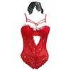 Set sexy in lingerie taglie forti per le donne Babbo Natale con reggicalze in pizzo Teddy Babydoll Body 231017