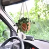 Decorative Flowers Handmade Crocheted Mushroom Pendant Artificial Plants Car Interior Rearview Mirror Accessory Unique Gift Idea Home