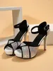 Sandalen Dames Colorblock Peep Toe Platform Pumps Zomergevecht Kleur Schoenen Vismond Hoge hakken Sexy dunne jurk