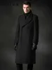 Men's Wool Blends Mauroicardi Autumn Winter Long Warm Smart Casual Navy Blue Black Woolen Coat Men Double Breasted Luxury Overcoat 231017