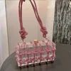 Evening Bags Diamond Clear Acrylic Box Clutch Bag Boutique Woven Knotted Rope Purses and Handbags Wedding Party 231017