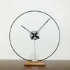 Diameter 50CM living room Nordic modern simple Spanish noiseless brass clock Black walnut solid wood decorative clock