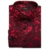 Camisas de vestido masculinas Red Silk Homens Manga Longa Camisa Social de Luxo Blusa Designer Night Bar Prom Festa de Casamento Roupas Atacado