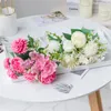 装飾的な花人工装飾ピンクピーニーローズブーケ|家族の結婚式の装飾のための絹の美しい偽の花