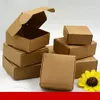 100st Kraft Paper Candy Box Small Cardboard Paper Packaging Box Craft Gift Handmited Soap Packaging Box259l