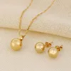 Collana con ciondolo a sfera Orecchini con sfera Set di gioielli Fine 24K Reale giallo oro massiccio GF Regali per gioielli da donna joias ouro mujer245m