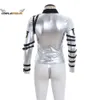 Cosplay Punk MJ Michael Jackson Klasik Tur Sier Bodysuit Ceket Dış Giyim Koleksiyonu Supprise Hediyesi UNISEX KOSTUMU