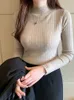 Maglia da donna Tees HELIAR Donna Maglione a collo alto Maglioni lavorato a maglia Solido Pullover in cashmere Elegante Autunno Inverno 231017