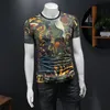 Herr t-skjortor kamouflage camo snabb torr t-shirt män sommar andas kort ärm o-hals toppar utomhus strid taktisk armé 228r