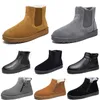 Unbranded snow boots mid-top men woman shoes brown black gray leather fashion trend outdoor cotton