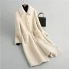 Misto lana da donna giallo solido lana spessa manica lunga vita alta con bottoni cintura giacca cappotto moda coreana inverno 231018