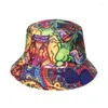 Berets Outdoor Foldable Bob Fisherman Caps Summer Fashion Cartoons Graffiti Bucket Hats For Women Men Girls Boys Gorros Panama Sun