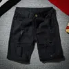 Men White Denim Shorts New Summer Men Holes Short Jeans Cotton stretches Casual284G