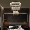 현대 샹들리에 대형 3 반지 크리스탈 LED 샹들리에 펜던트 라이트 조명기구 크리스탈 라이트 광택 매달기