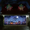 1 Stück, Happy Halloween Garagenbanner (157 Zoll * 71 Zoll / 400 cm * 180 cm), gruselige Friedhofs-Kürbis-Muster, Garagentor-Dekoration, Polyester mit Löchern mit Seilaufhängung